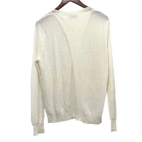 A.L.C. Italian Yarn Split Back Linen-Blend Long Sleeve Sweater Top Casual Size S - Picture 3 of 8